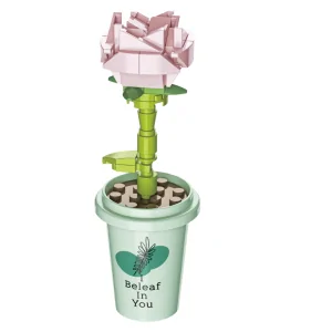 Vasetto con fiore rosa 44pz CUB48 CUBIX