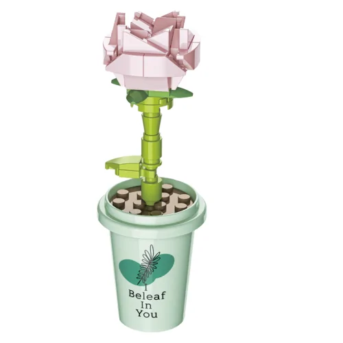 Vasetto con fiore rosa 44pz CUB48 CUBIX