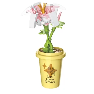 Vasetto con fiore ros e bianco 45pz CUB52 CUBIX