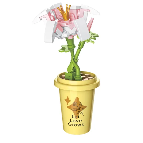 Vasetto con fiore ros e bianco 45pz CUB52 CUBIX