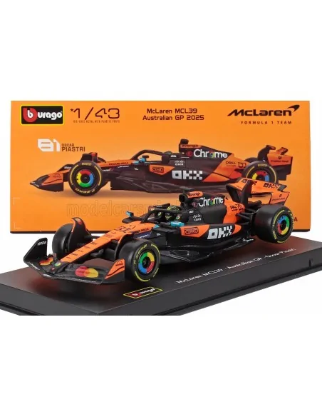 1/43 McLAREN F1 MCL39 TEAM MCLAREN N 81 SEASON GP 2025 OSCAR PIASTRI CON PILOTA E VETRINA BU18-38249-P BURAGO
