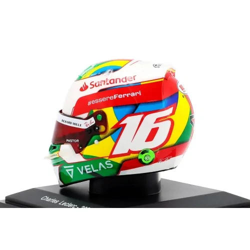 1/5 F1 CASCO HELMET CHARLES LECLERC TEAM SCUDERIA FERRARI F1-75 BRAZILIAN GP 2022 E144 CASCHI PILOTI 1/5