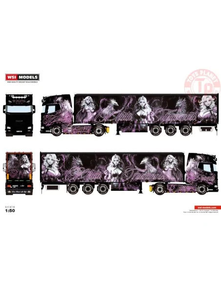 DAF XG+ 4X2 CURTAINSIDE TRAILER - 3 AXLE Phoenix Queen WSI 01-4802 WSI MODELS