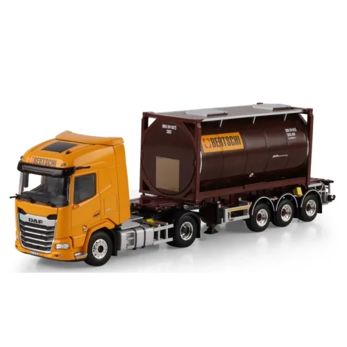 1/50 Bertschi DAF XF SH WITHOUT SKY LIGHTS 4X2 30FT 1 CONTAINER TRAILER - 3 AXLE + 20FT TANK CONTAINER WSI 01-5110 WSI MODELS