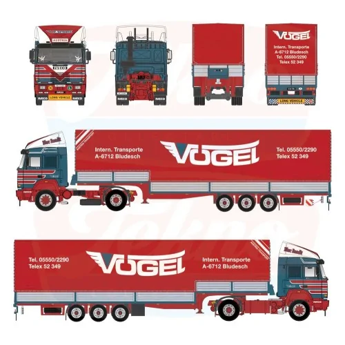 1/50 Vogel Iveco Turbostar 4x2 con rimorchio 3 assi centinato TEKNO 87943 TEKNO