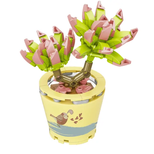 Vaso con fiore verde rosa 173pz CUB108 CUBIX