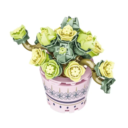 Vaso con fiore giallo e verde 175pz CUB111 CUBIX