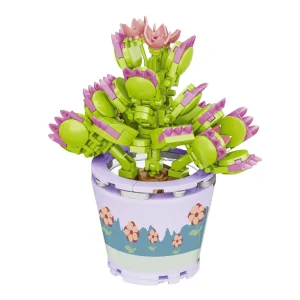 Vaso con pianta rosa e verde CUB112 CUBIX