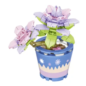 Vaso con pianta verde rosa viola 173pz CUB115 CUBIX