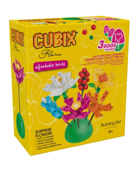 3 Ovetti portafiori con fiori CUB116 CUBIX