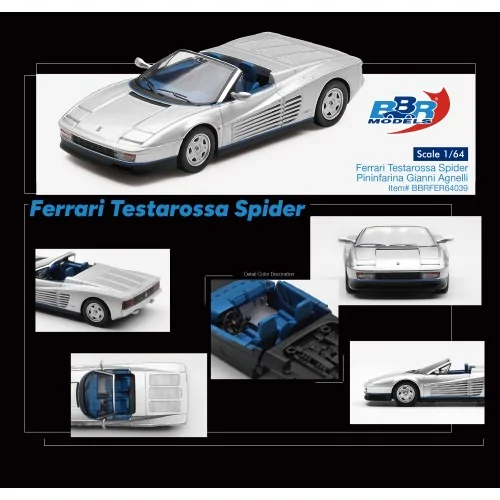 1:64 FERRARI TESTAROSSA SPIDER PININFARINA GIANNI AGNELLI 1986 BBRFER64039 BBR MODELS 1:64