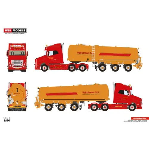 1/50 Vakutrans VLASTUIN VT5 6X2 TAG AXLE VACUUM TANK TRAILER - 3 AXLE WSI 01-5202 WSI MODELS