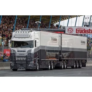 1/50 De Lindenborg SCANIA S HIGHLINE CS20H RIGED REEFER TRUCK 6X2 TAG AXLE REEFER TRAILER - 3 AXLE + LZV DOLLY LOW WSI 01-521...