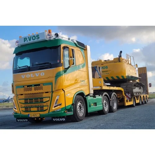 1/50 P. Vos VOLVO FH5 MY2024 SLEEPER CAB 6X2 TWIN STEER SEMI WHEEL WELL LOW LOADER - 4 AXLE WSI 01-5339 WSI MODELS