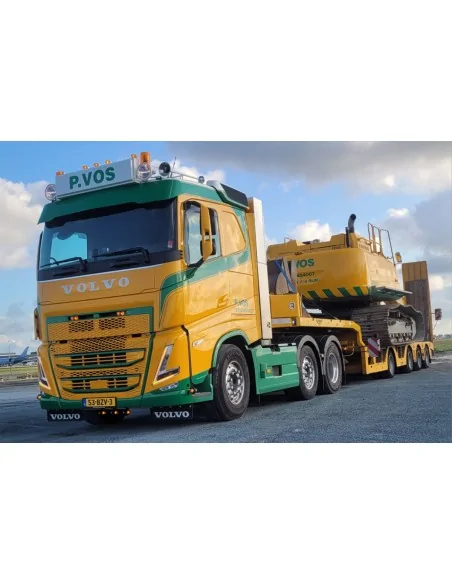 1/50 P. Vos VOLVO FH5 MY2024 SLEEPER CAB 6X2 TWIN STEER SEMI WHEEL WELL LOW LOADER - 4 AXLE WSI 01-5339 WSI MODELS