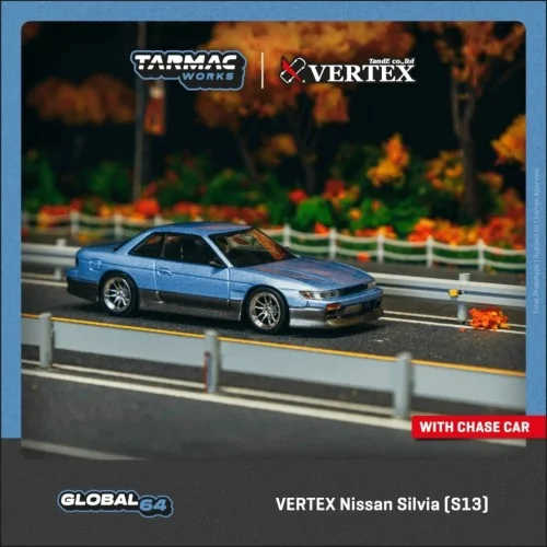 1/64 VERTEX Nissan Silvia (S13), blu/grigio T64G-025-PU TARMAC WORKS
