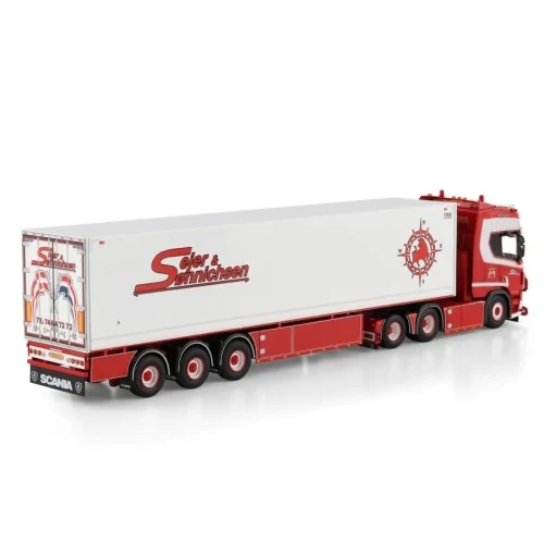 1/50 Sejer & Sonnichsen SCANIA R HIGHLINE CR20H 6X2 TAG AXLE REEFER TRAILER - 3 AXLE WSI 01-4888 WSI MODELS
