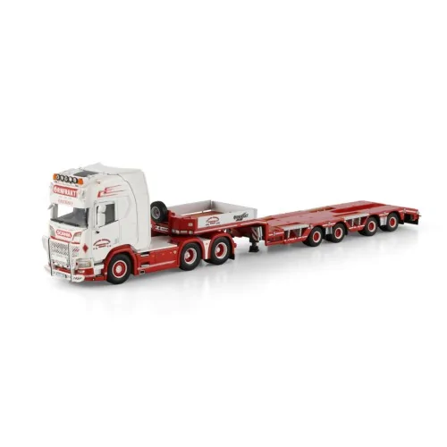 1/50 Trailer Christer Transport AB SCANIA R HIGHLINE CR20H 6X2 TAG AXLE SEMI WHEEL WELL LOW LOADER - 4 AXLE WSI 01-4992 WSI M...