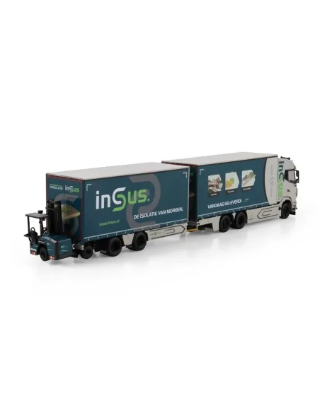 1/50 Insus B.V DAF XG RIGED CURTAINSIDE TRUCK 6X2 TAG AXLE RIGED CURTAINSIDE DRAWBAR CENTRE-AXLED TRAILER TRUCK MOUNTED FORKL...