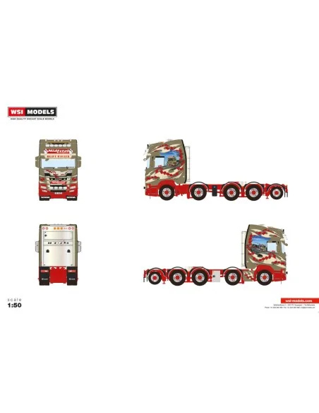 1/50 Midtstøl SCANIA R HIGHLINE CR20H 8X4 WITH ADD ON AXLE WSI 01-5316 WSI MODELS