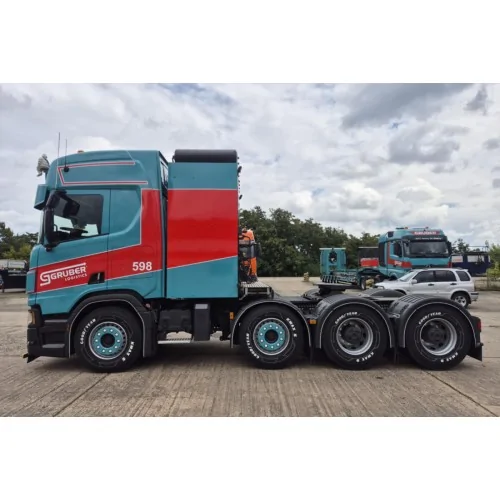 1/50 Gruber SCANIA R HIGHLINE CR20H 8X4 MANOOVR WITH 2 AXLE DOLLY - 7 AXLE WSI 01-5265 WSI MODELS
