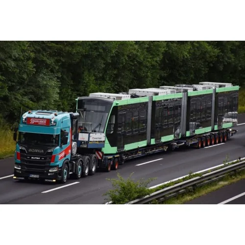 1/50 Gruber SCANIA R HIGHLINE CR20H 8X4 MANOOVR WITH 2 AXLE DOLLY - 7 AXLE WSI 01-5265 WSI MODELS