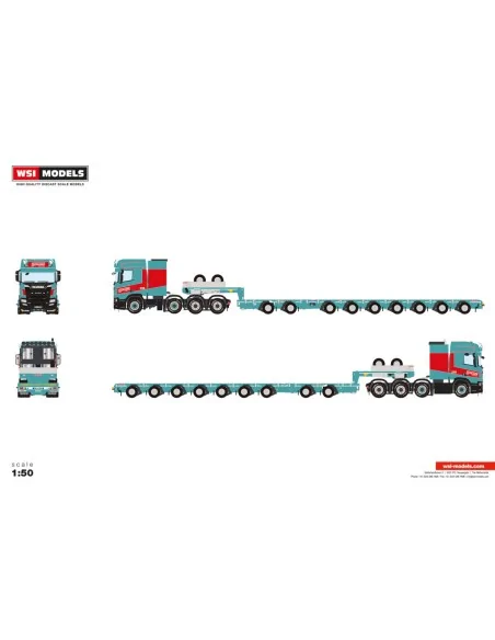 1/50 Gruber SCANIA R HIGHLINE CR20H 8X4 MANOOVR WITH 2 AXLE DOLLY - 7 AXLE WSI 01-5265 WSI MODELS