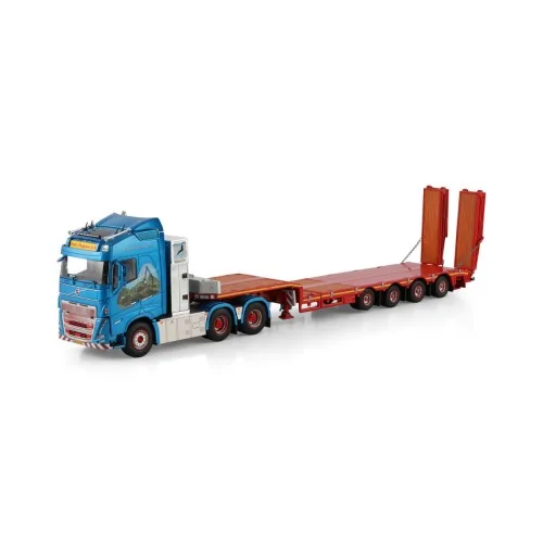 1/50 Jesper Thygesen VOLVO FH5 GLOBETROTTER 6X4 SEMI LOW LOADER WITH RAMPS - 4 AXLE WSI 01-4924 WSI MODELS
