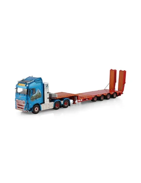 1/50 Jesper Thygesen VOLVO FH5 GLOBETROTTER 6X4 SEMI LOW LOADER WITH RAMPS - 4 AXLE WSI 01-4924 WSI MODELS