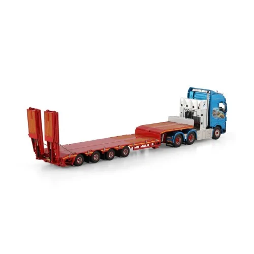 1/50 Jesper Thygesen VOLVO FH5 GLOBETROTTER 6X4 SEMI LOW LOADER WITH RAMPS - 4 AXLE WSI 01-4924 WSI MODELS