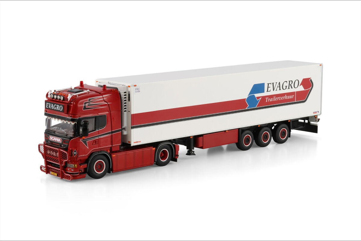 WSI 01-4996 1/50 SCANIA R6 TOPLINE 4X2 REEFER TRAILER - 3 AXLE Evag
