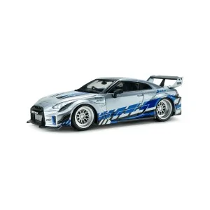 1/43 NISSAN GT-R (R35) LIBERTY WALK SILHOUETTE SILVER AND BLUE S4311211 SOLIDO