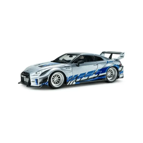 1/43 NISSAN GT-R (R35) LIBERTY WALK SILHOUETTE SILVER AND BLUE S4311211 SOLIDO