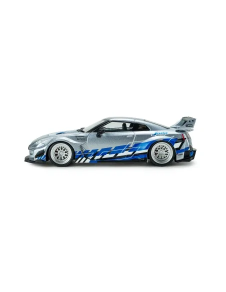 1/43 NISSAN GT-R (R35) LIBERTY WALK SILHOUETTE SILVER AND BLUE S4311211 SOLIDO