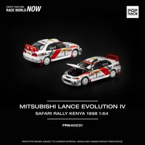 1/64 MITSUBISHI LANCER EVOLUTION IV SAFARI RALLY KENYA 1998 N1 PR640231 POP RACE