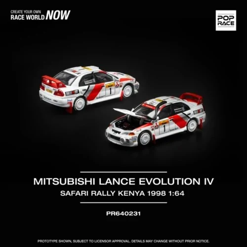 1/64 MITSUBISHI LANCER EVOLUTION IV SAFARI RALLY KENYA 1998 N1 PR640231 POP RACE