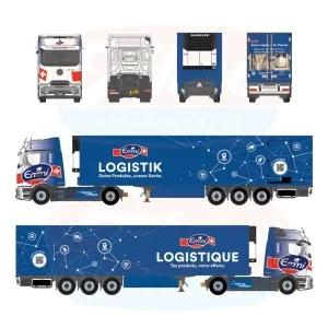 1/50 Emmi MB eActros 600 Megaspace 4x2 met 3-assige koeloplegger TEKNO 91369 TEKNO