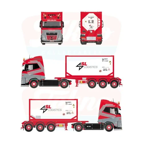 1/50 SL Logistics Volvo FH Aero 500 4x2 met 3-assig chassis en ISO Tankcontainer TEKNO 88435 TEKNO