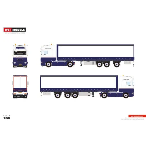 1/50 VDB Lunteren SCANIA S HIGHLINE CS20H 4X2 BOX TRAILER - 3 AXLE WSI 01-5332 WSI MODELS