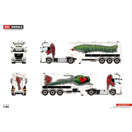 1/50 Denkinger MAN TGX GX 4X2 BULK TRAILER - 3 AXLE WSI 01-5181 WSI MODELS