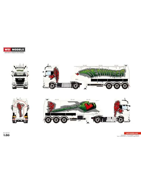 1/50 Denkinger MAN TGX GX 4X2 BULK TRAILER - 3 AXLE WSI 01-5181 WSI MODELS