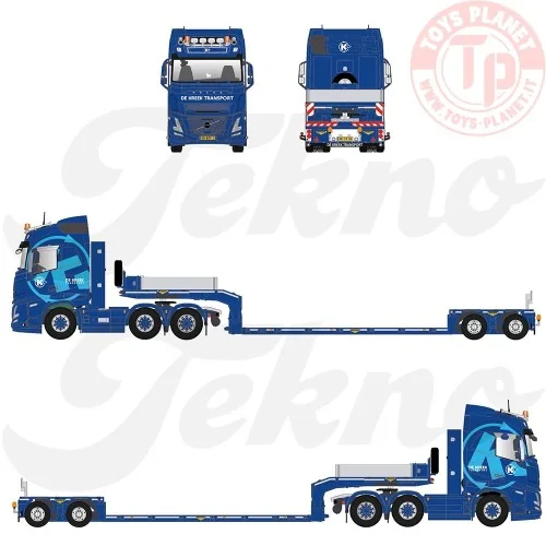 Volvo FH Aero 6x2 trekker met 2-assige Broshuis dieplader De Kreek Transport 1:50 TEKNO 89424 TEKNO