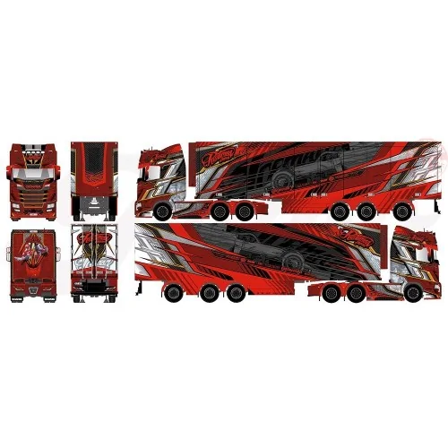Scania NGS Highline 6x4 met 3-assige koeltrailer Ristimaa - Iceman TEKNO 85092 TEKNO