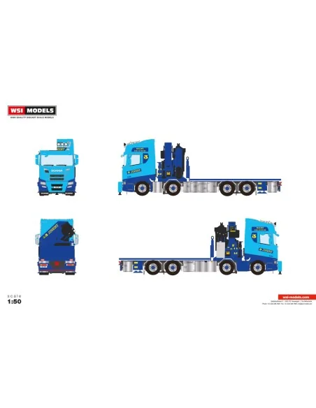 1/50 Jinert SCANIA R HIGHLINE CR20H RIGED FLATBED TRUCK 8X2 TAG AXLE WITH PALFINGER PK 78002 SH + JIB WSI 01-5400 WSI MODELS