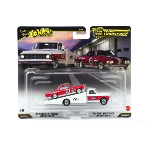 1/64 Team Transport Chevrolet Corvair + Rampa Chevy HOT WHEELS JHX91 HOT WHEELS