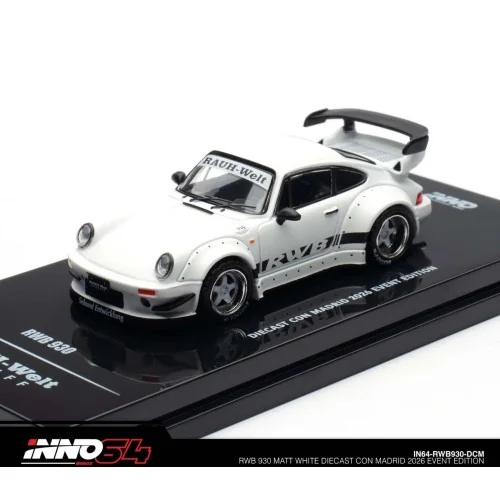 1/64 Porsche RWB 930 bianco opaco diecast con madrid 2026 event IN64-RWB930-DCM INNO MODELS