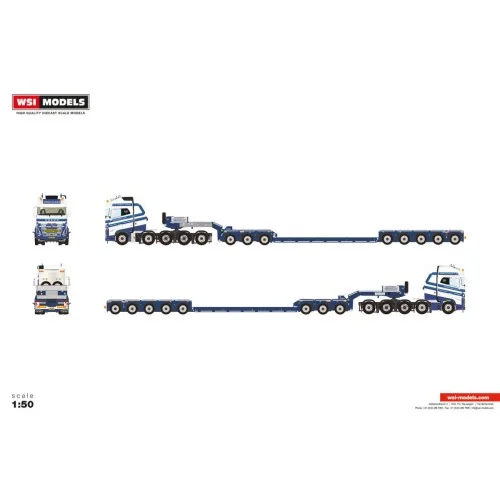 1/50 Schoones B.V. VOLVO FH5 MY2024 GLOBETROTTER XL 10X4 TAG AXLE LOW LOADER WITH DOLLY 3 AXLE - 5 AXLE WSI 01-5264 WSI MODELS