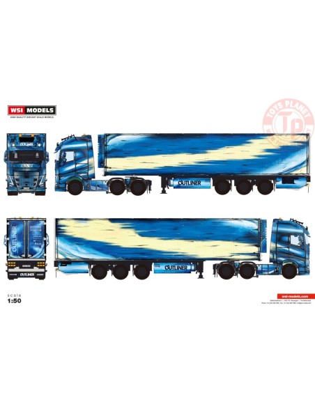 WSI 01-4814 VOLVO FH5 GLOBETROTTER XL 6X2 TWIN STEER REEFER TRAILER