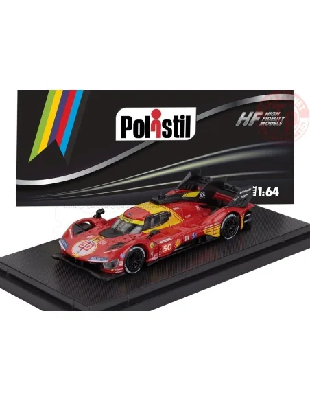 1/64 FERRARI 499P 3.0L TURBO V6 TEAM FERRARI AF CORSE N 50 WINNER 24h LE MANS 2024 FUOCO - MOLINA - NIELSEN CON VETRINA POL64...