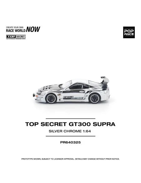 1/64 Top Secret GT300 Supra, cromo argento PR640325 POP RACE